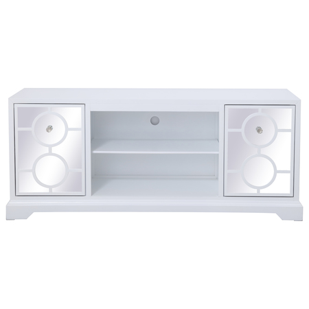 ELEGANT DECOR 60 In. Mirrored Tv Stand In White MF801WH